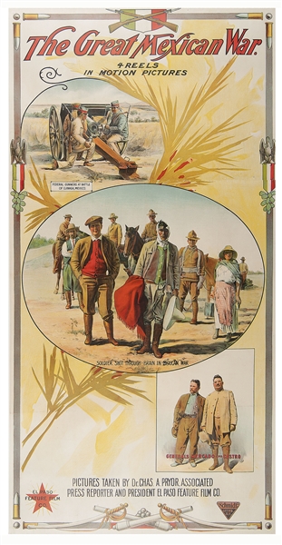 Three Sheet Movie Lithograph Poster for the Infamous 1914 Never-Seen Film, ''The Great Mexican War'' -- One of the Earliest Films Blurring the Line Between Movie & Documentary